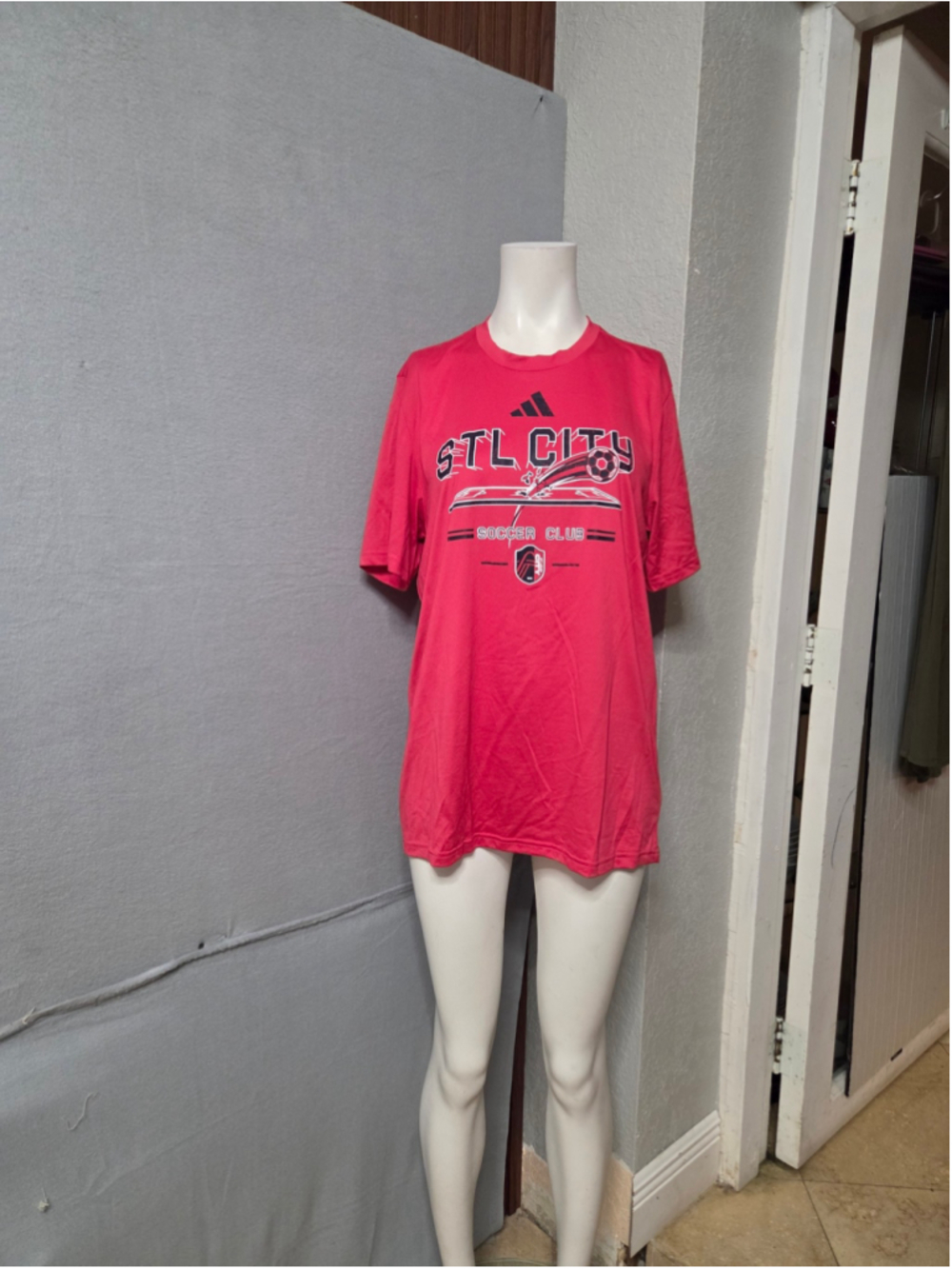 Men's Adidas STL City Soccer Club T-Shirt Red Black Size M